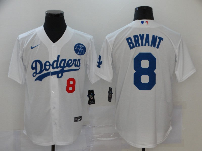 Men's Los Angeles Dodgers Kobe Bryant #8 White Replica Baseball Jersey1 baseball jersey product view 1
