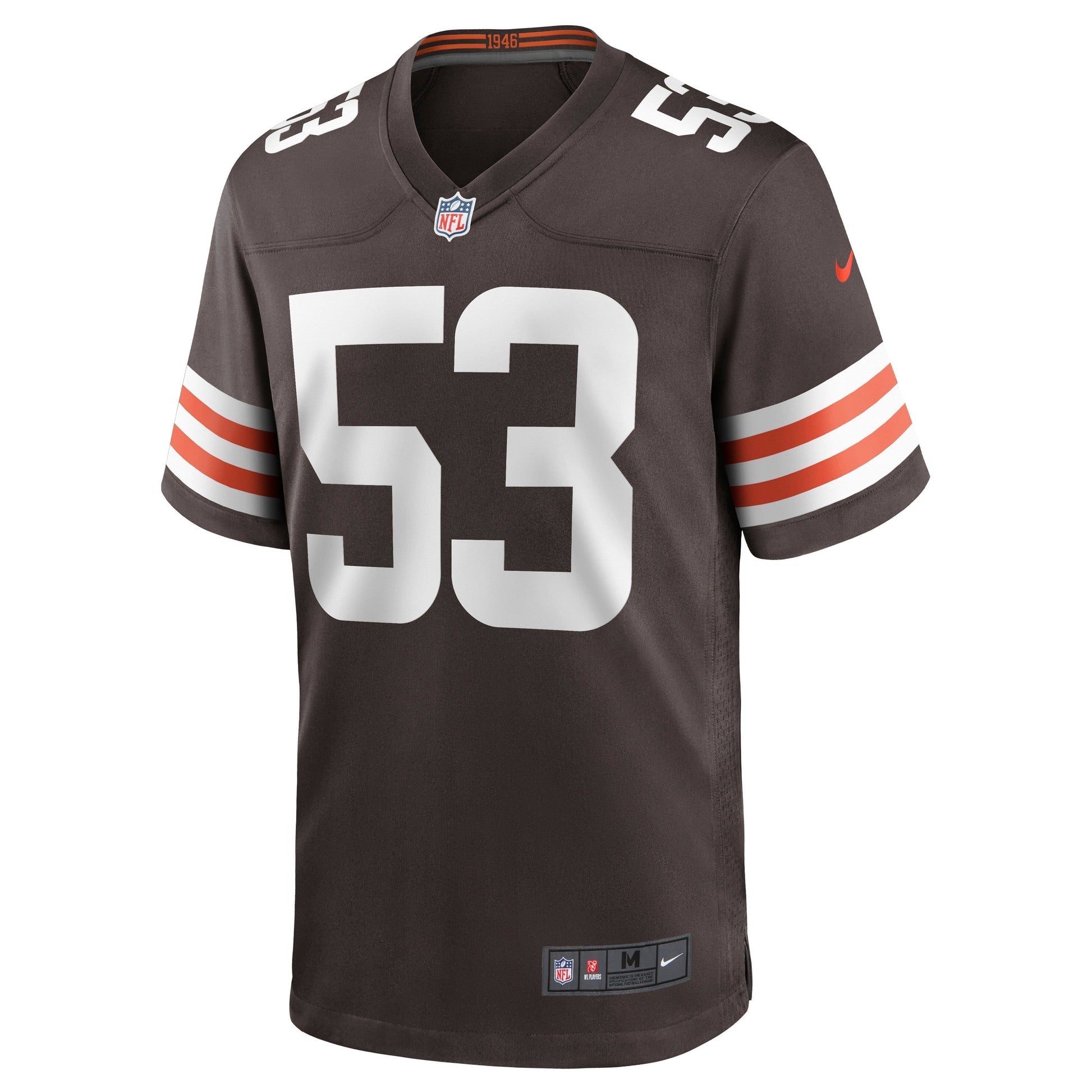 Nick Harris Cleveland Browns Nike Game Jersey - Brown football jersey product view 2