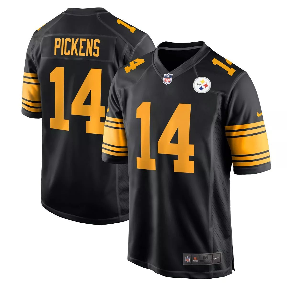 Pittsburgh Steelers George Pickens #14 Nike Black Color Rush NFL Game Jersey football jersey product view 1