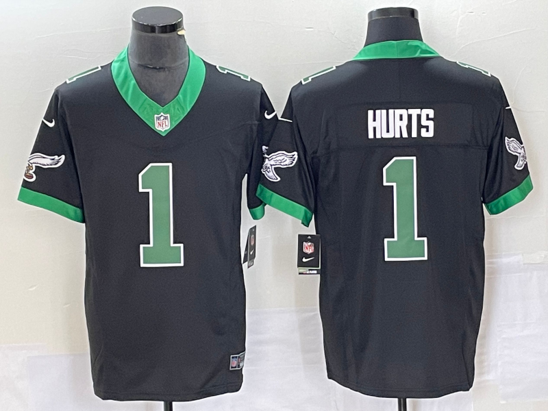 Men's Philadelphia Eagles Jalen Hurts #1 Black Player Game Jersey1 football jersey product view 1