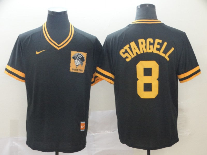 Men's Pittsburgh Pirates Willie Stargell #8 Black Replica Player Jersey1 baseball jersey product view 1