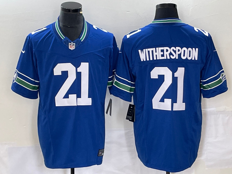 Men's Seattle Seahawks Devon Witherspoon #21 Royal Throwback Legend Player Jersey football jersey product view 1