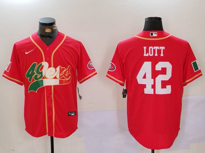 Men's San Francisco 49ers Ronnie Lott #42 Scarlet Game Jersey1 football jersey product view 1