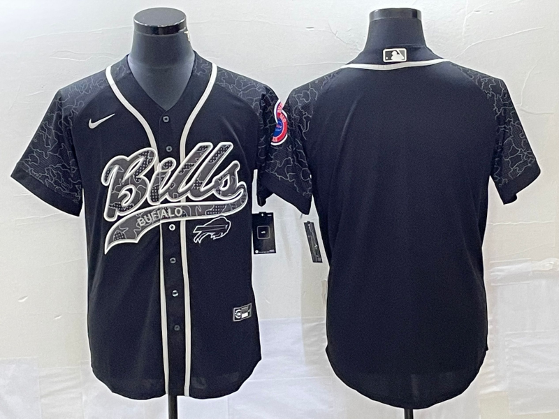 Men's Buffalo Bills Black RFLCTV Limited Blank Jersey1 football jersey product view 1