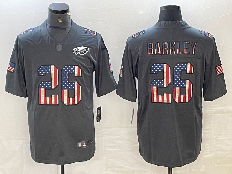 Men's Philadelphia Eagles Saquon Barkley #26 Black Game Jersey1 football jersey product view 1