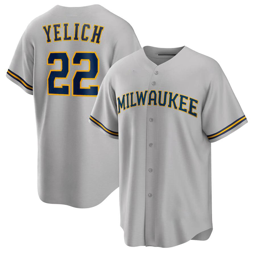 Milwaukee Brewers #22 Christian Yelich Gray Alternate Replica Player Jersey Baseball Jerseys baseball jersey product view 1
