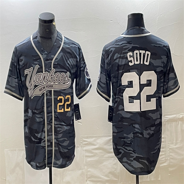 Los Angeles Dodgers #22 Juan Soto Grey Camo Home Authentic Patch Jersey Baseball Jerseys baseball jersey product view 1