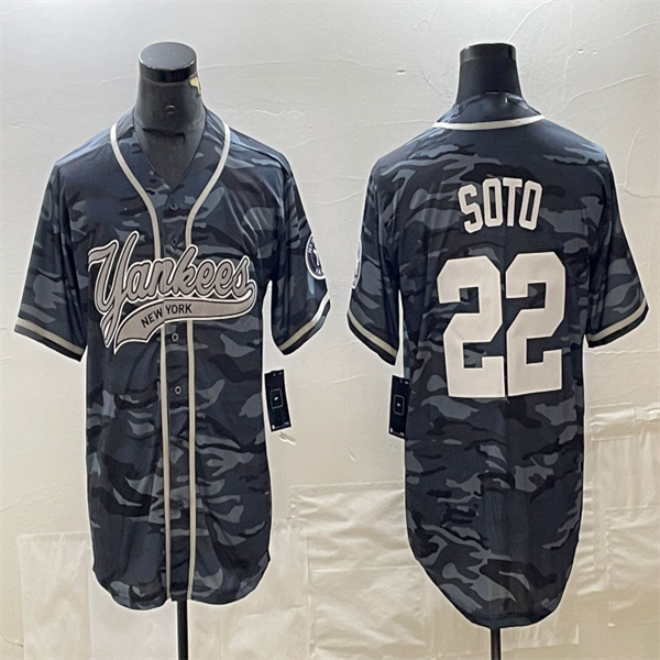 Los Angeles Dodgers #22 Juan Soto Grey Camo Home Authentic Patch Jersey Baseball Jerseys baseball jersey product view 1