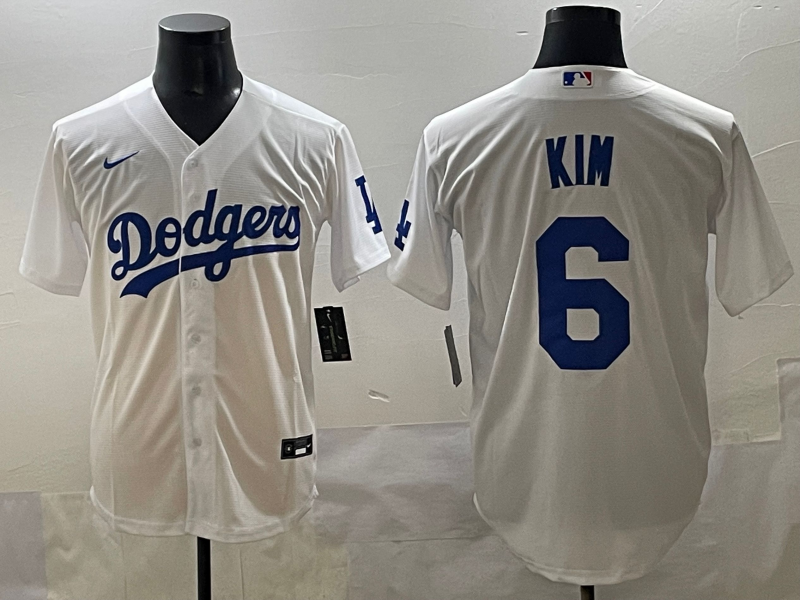 Men's Los Angeles Dodgers Hyeseong Kim #6 White Replica Player Jersey baseball jersey product view 1