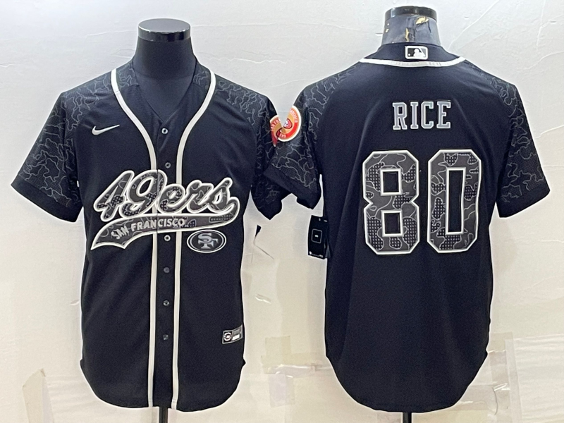 Men's San Francisco 49ers Jerry Rice #80 Black Retired Player RFLCTV Limited Jersey1 Joint Edition football jersey product view 1