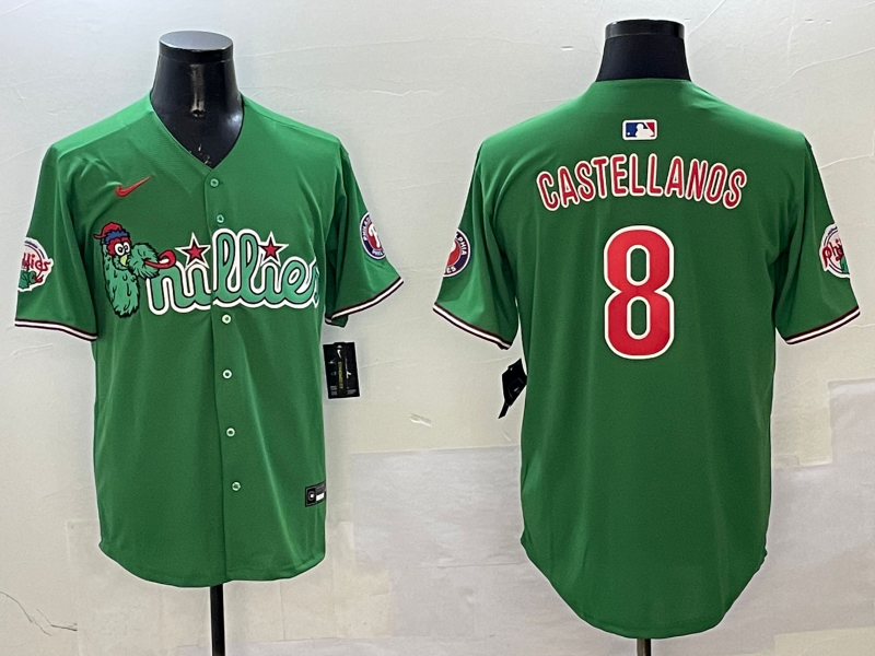 Men's Philadelphia Phillies Nick Castellanos #8 Green Replica Team Jersey1 baseball jersey product view 1