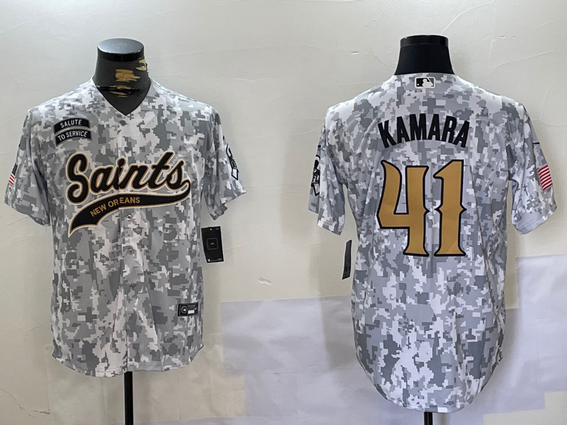Men's New Orleans Saints Alvin Kamara #41 Arctic Camo 2024 Salute to Service Player Jersey1 football jersey product view 1