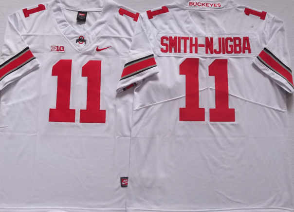 Men's Ohio State Buckeyes Jaxon Smith-Njigba #11 White Player Game Jersey sports jersey product view 1