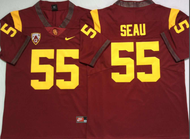 Men's USC Trojans Junior Seau #55 Cardinal Alumni Player Game Jersey sports jersey product view 1