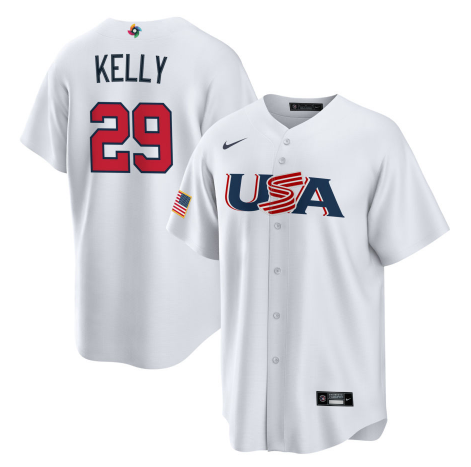 Men's 2023 World Baseball Classic #29 Merrill Kelly USA White Jersey1 baseball jersey product view 1