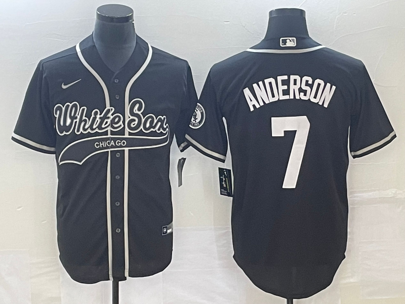 Men's Chicago White Sox Tim Anderson #7 Black Replica Player Jersey1 Joint Edition baseball jersey product view 1