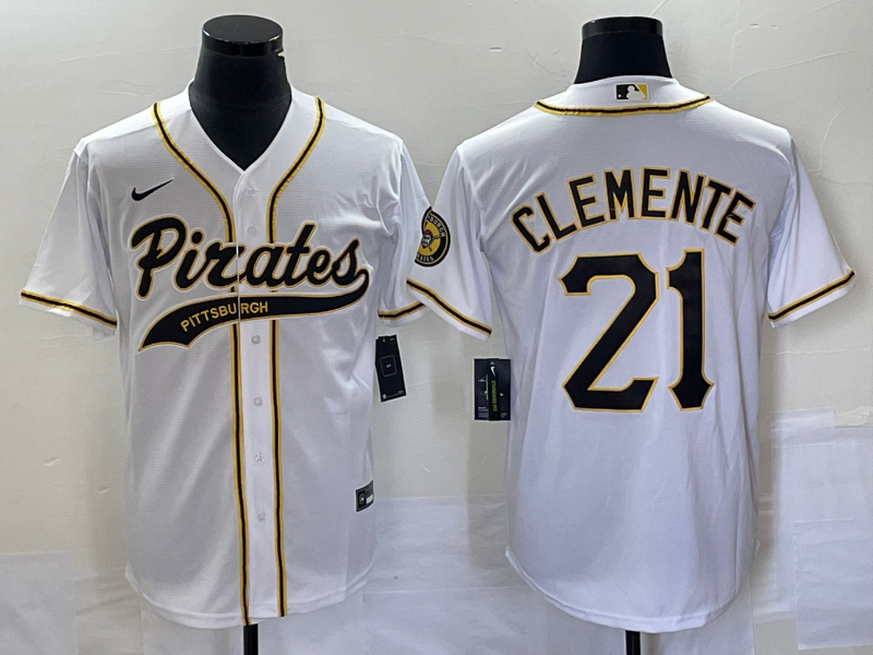 Men's Pittsburgh Pirates Roberto Clemente #21 White Replica Team Jersey1 Joint Edition baseball jersey product view 1