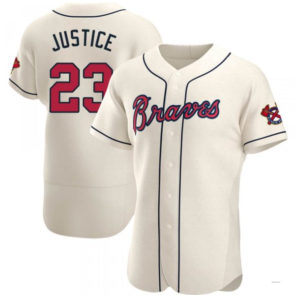 Atlanta Braves #23 David Justice Cream Alternate Jersey Stitches Baseball Jerseys baseball jersey product view 1