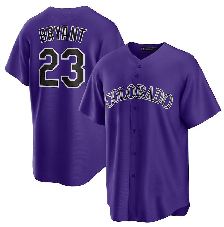 Colorado Rockies #23 Kris Bryant Purple Home Replica Player Name Jersey Baseball Jerseys baseball jersey product view 1