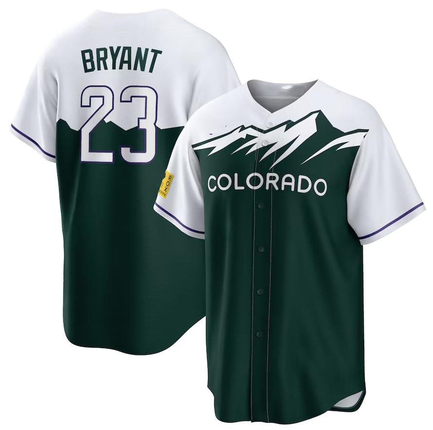 Colorado Rockies #23 Kris Bryant White Forest Green Home Replica Player Name Jersey Baseball Jerseys baseball jersey product view 1