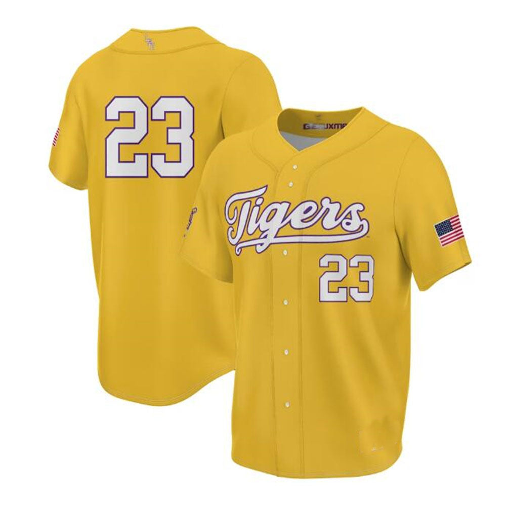 #23 L.Tigers ProSphere Unisex 2023 Baseball College World Series Champions Jersey - Gold Stitched American College Jerseys football jersey product view 1