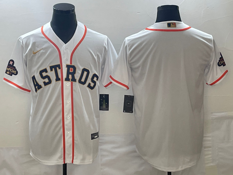 Men's Houston Astros White 2023 Gold Collection Replica Blank Jersey1 baseball jersey product view 1
