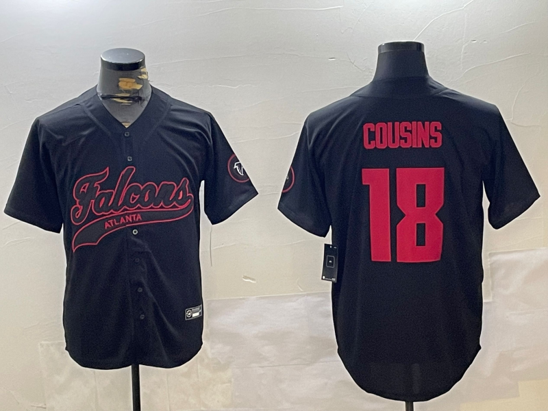 Men's Atlanta Falcons Kirk Cousins #18 Black Team Game Jersey1 football jersey product view 1