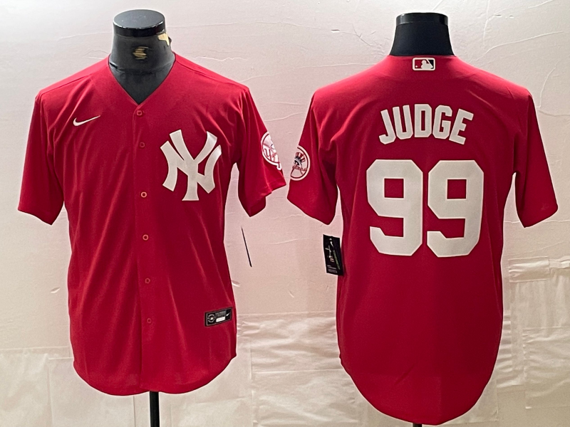 Men's New York Yankees Aaron Judge #99 Red Replica Player Jersey1 baseball jersey product view 1