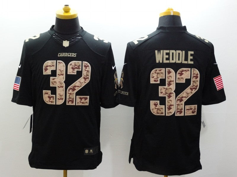Men's Los Angeles Chargers Eric Weddle #32 Black Game Jersey1 football jersey product view 1