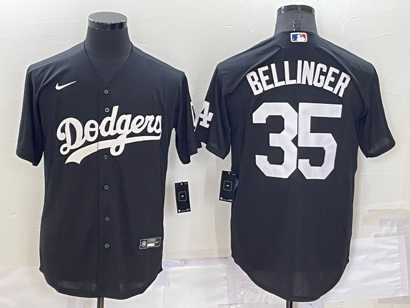 Men's Los Angeles Dodgers Cody Bellinger #35 Black Replica Baseball Jersey1 baseball jersey product view 1