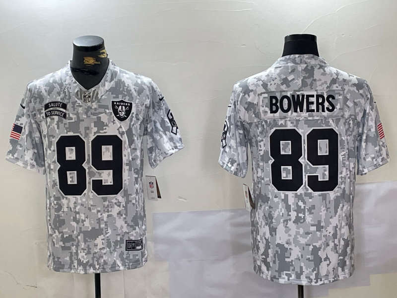 Men's Las Vegas Raiders Brock Bowers #89 Arctic Camo 2024 Salute to Service Limited Jersey1 football jersey product view 1