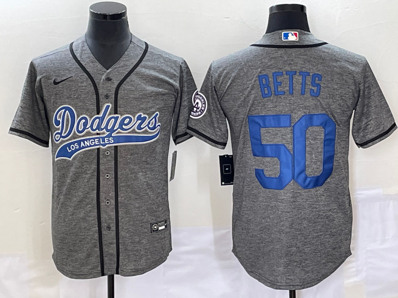 Men's Los Angeles Dodgers Mookie Betts #50 Gray Game Jersey1 Joint Edition baseball jersey product view 1