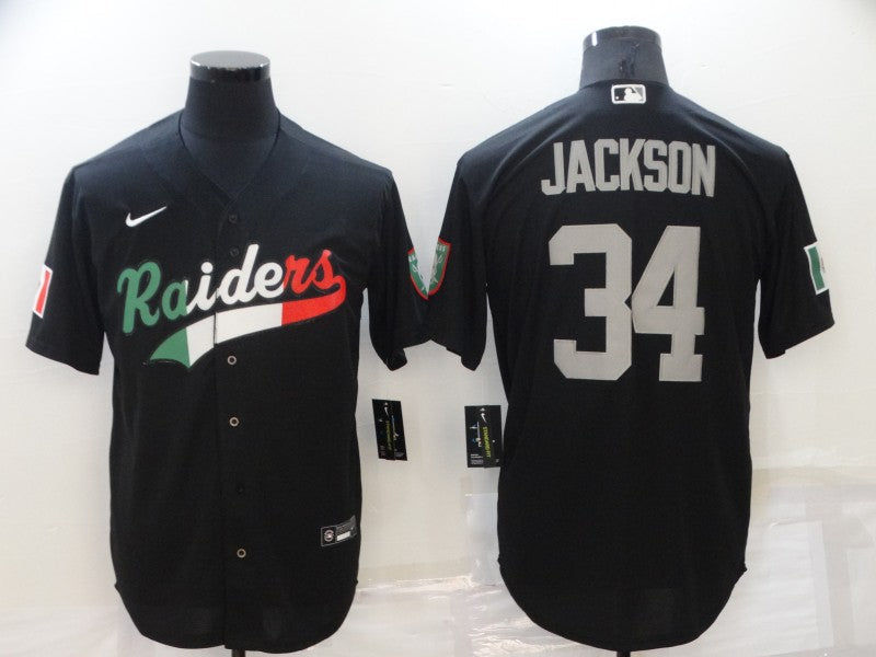 Men's Las Vegas Raiders Bo Jackson #34 Black Game Jersey1 Joint Edition football jersey product view 1