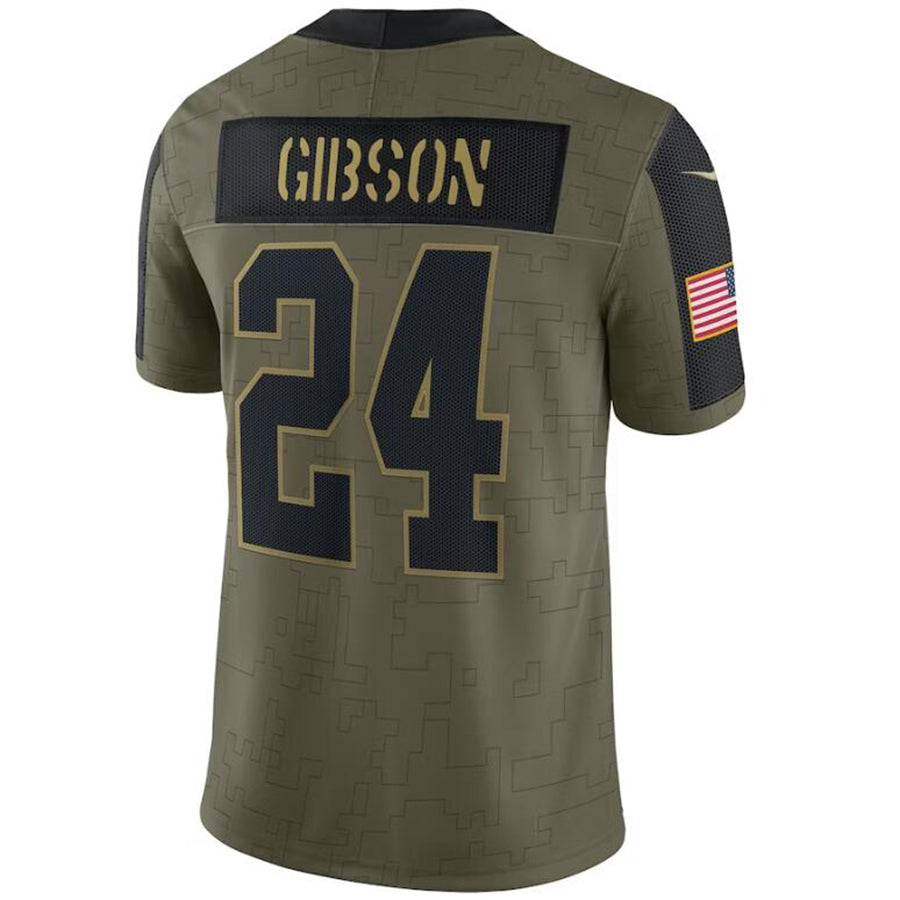 W.Commanders #24 Antonio Gibson Olive 2021 Salute To Service Player Game Football Jerseys football jersey product view 1