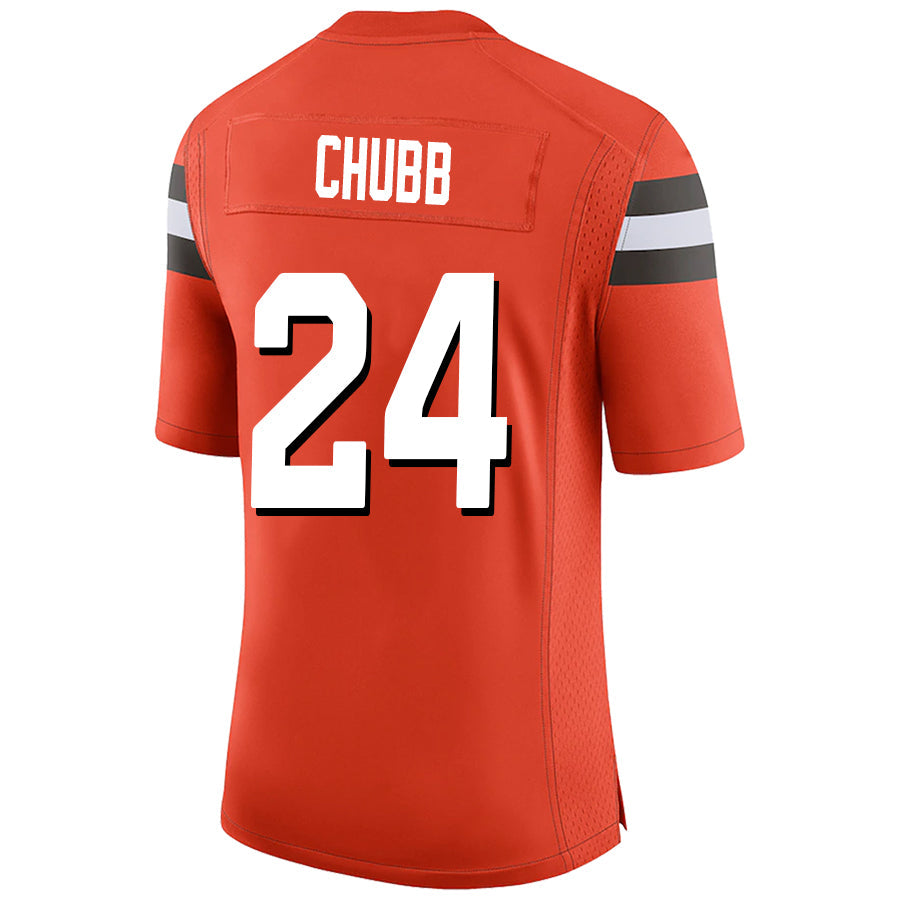 C.Browns #24 Nick Chubb Orange Stitched Player Game Football Jerseys football jersey product view 1