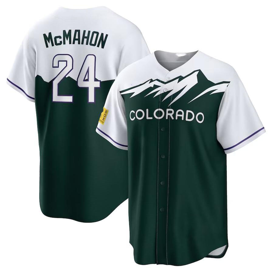 Colorado Rockies #24 Ryan McMahon White Forest Green Home Replica Player Name Jersey Baseball Jerseys baseball jersey product view 1