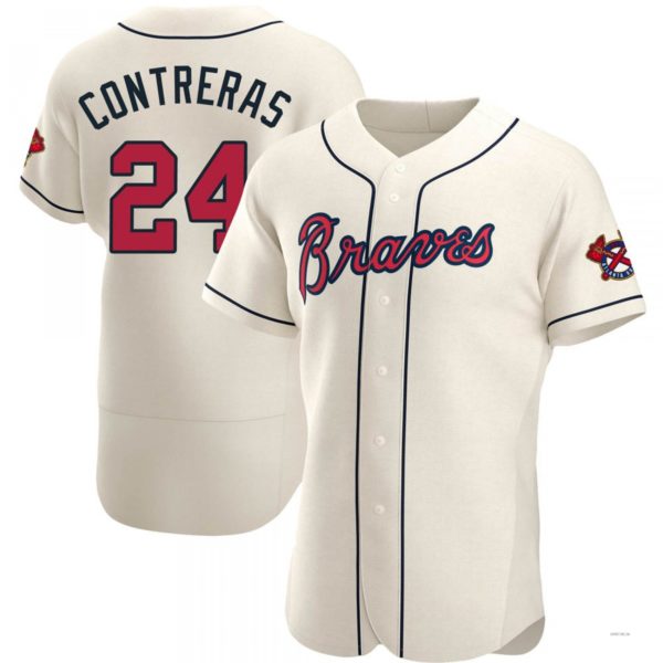Atlanta Braves #24 William Contreras Cream Alternate Jersey Stitches Baseball Jerseys baseball jersey product view 1