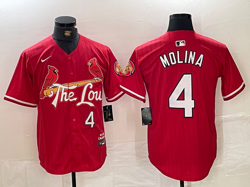 Men's St. Louis Cardinals Yadier Molina #4 Red 2024 City Connect Limited Player Jersey1 baseball jersey product view 1