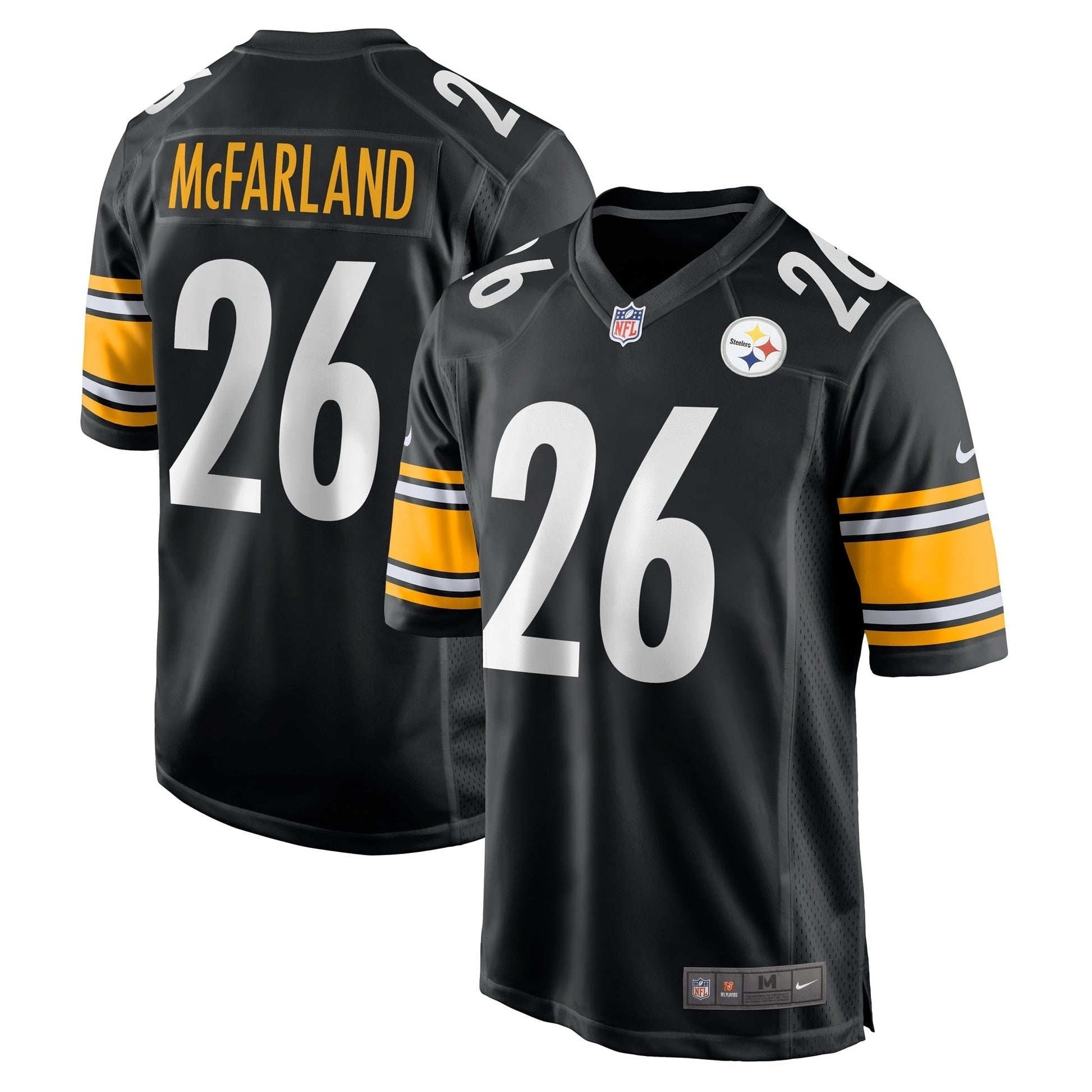 Anthony McFarland Jr. Pittsburgh Steelers Nike Game Jersey - Black football jersey product view 1