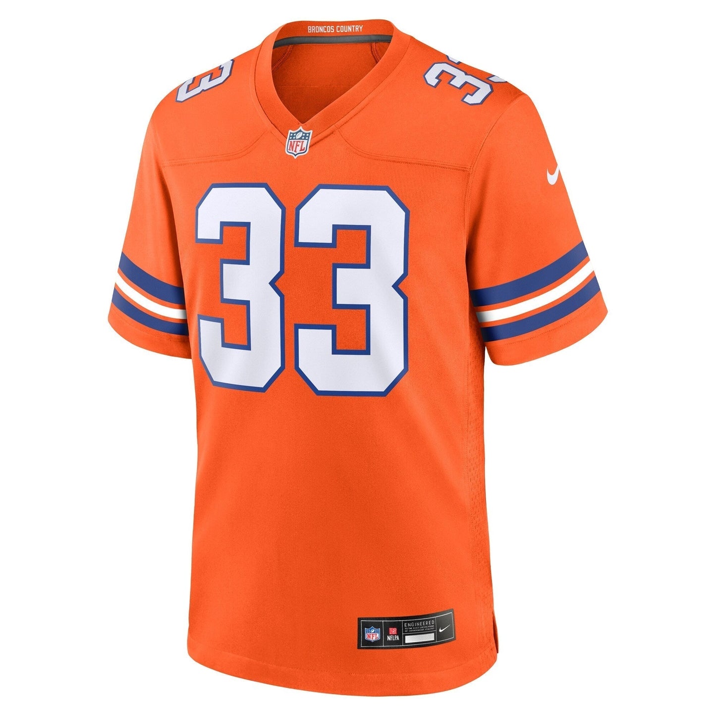 Javonte Williams Denver Broncos Nike Mile High Collection 1977 Throwback Game Jersey - Orange football jersey product view 2