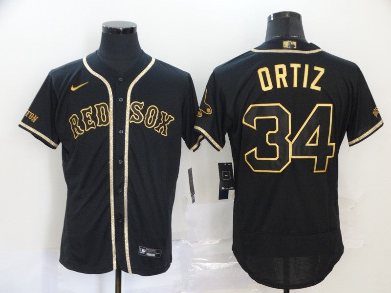 Men's Boston Red Sox David Ortiz #34 Black Replica Player Jersey1 baseball jersey product view 1