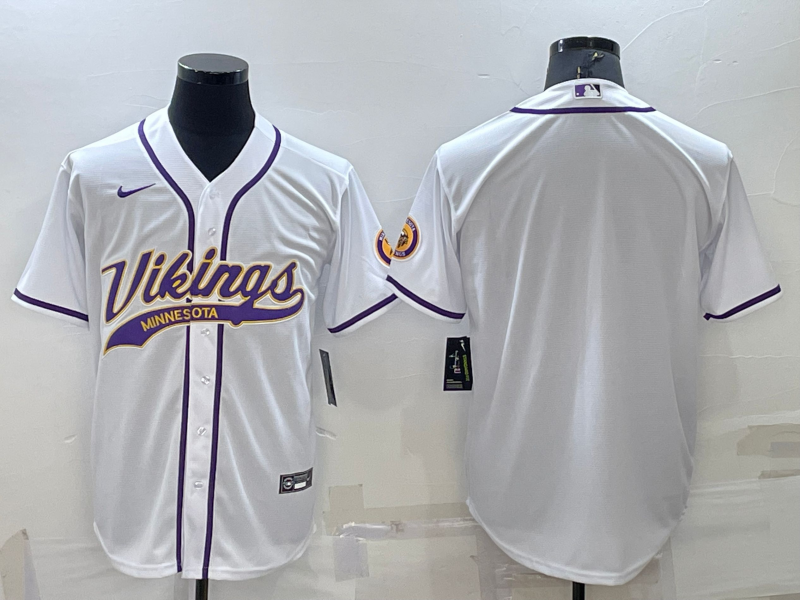 Men's Minnesota Vikings White Blank Jersey1 football jersey product view 1