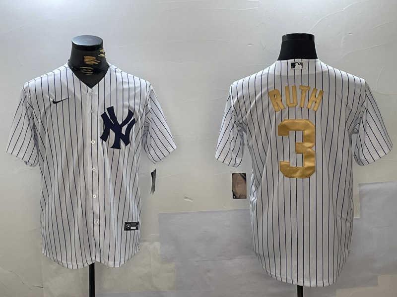 Men's New York Yankees Babe Ruth #3 White Team Game Jersey1 baseball jersey product view 1