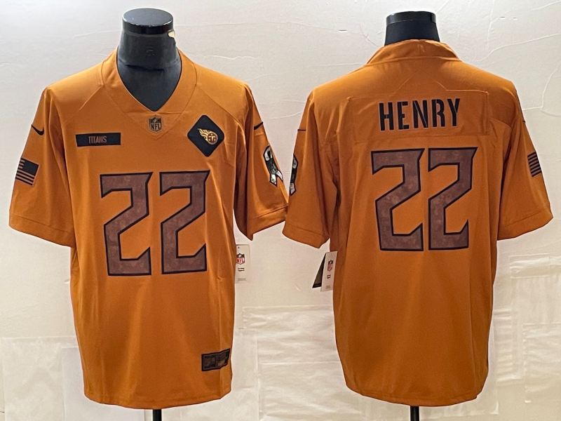 Men's Tennessee Titans Derrick Henry #22 Brown 2023 Salute To Service Limited Jersey1 football jersey product view 1