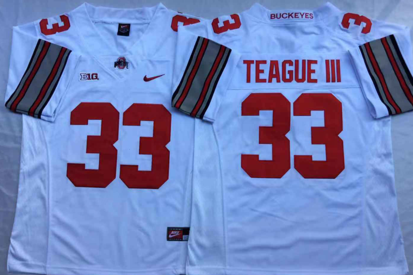 Men's Ohio State Buckeyes Master Teague III #33 Scarlet Player Game Jersey sports jersey product view 1