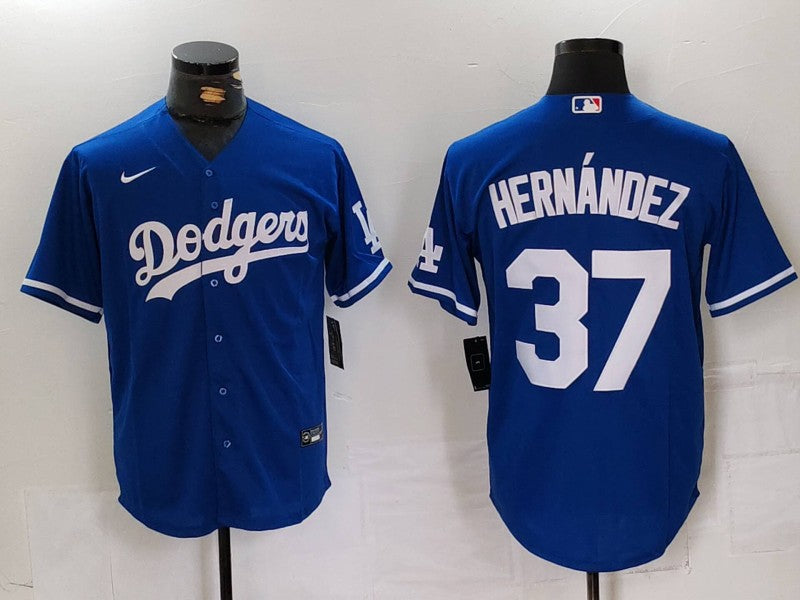 Men's Los Angeles Dodgers Teoscar Hernandez #37 Royal Replica Player Jersey1 baseball jersey product view 1