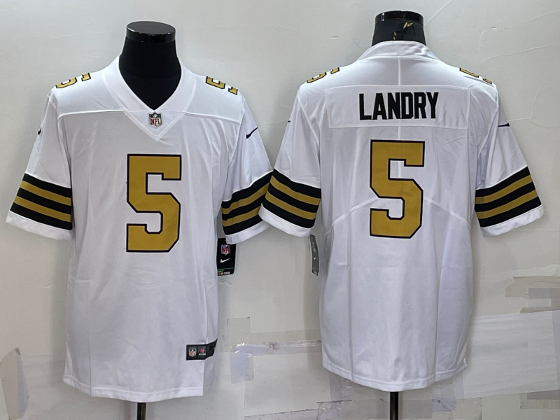 Men's New Orleans Saints Jarvis Landry #5 White Player Game Jersey1 football jersey product view 1