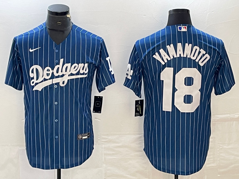 Men's Los Angeles Dodgers Yoshinobu Yamamoto #18 Blue Replica Player Jersey1 baseball jersey product view 1
