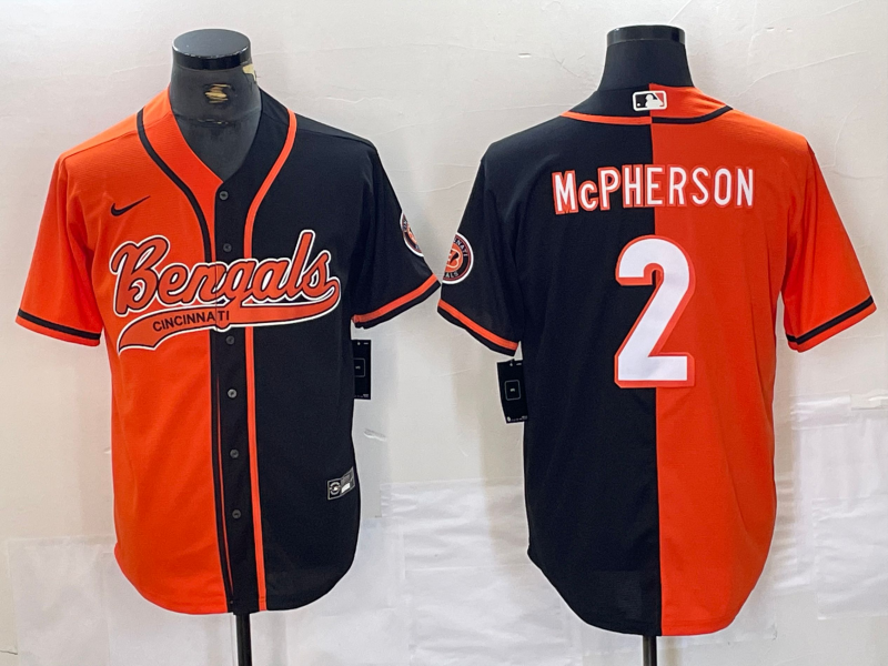 Men's Cincinnati Bengals Evan McPherson #2 Orange/Black Game Player Jersey2 Joint Edition football jersey product view 1