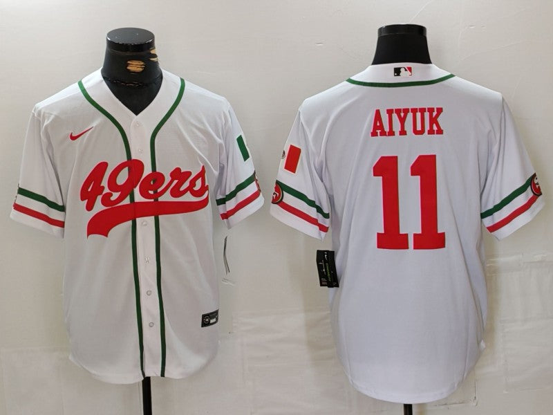 Men's San Francisco 49ers Brandon Aiyuk #11 White Player Jersey1 football jersey product view 1